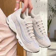 OLDSEN Tenis Feminino Confortavel Street Estilo Lançamento Academia Treino Esportes Dia A Dia - BEGE - Visão 9