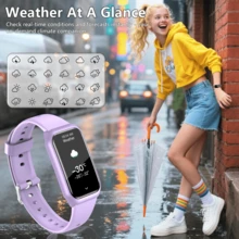 Laxasfit 1.45英寸智能手表，男女通用 - 无线通话、抬腕唤醒、自定义表盘、音乐控制、闹钟、久坐提醒、遥控拍照、多种运动模式智能健身追踪器 - 轻巧舒适，适合户外运动，完美礼物 - 查看 3