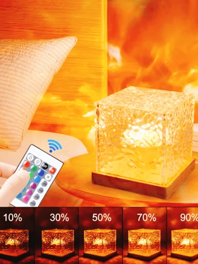 Đèn vuông hiệu ứng sóng nước cực quang, 16 màu ánh sáng, điều khiển cảm ứng và từ xa, tạo không gian lãng mạn và ấm cúng, đèn ngủ RGB, thích hợp cho phòng ngủ, phòng chơi game, trang trí ngày Valentine và năm mới, đèn tạo không khí cho phòng.