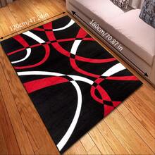 1pc Modern Geometric Area Rug, Black And Red Fashionable Home Decor Carpet, Abstract Art Pattern Floor Mat, Living Room Bedroom Rug, Entryway Doormat Christmas Decor Kitchen Rug - Multicolor - View 15