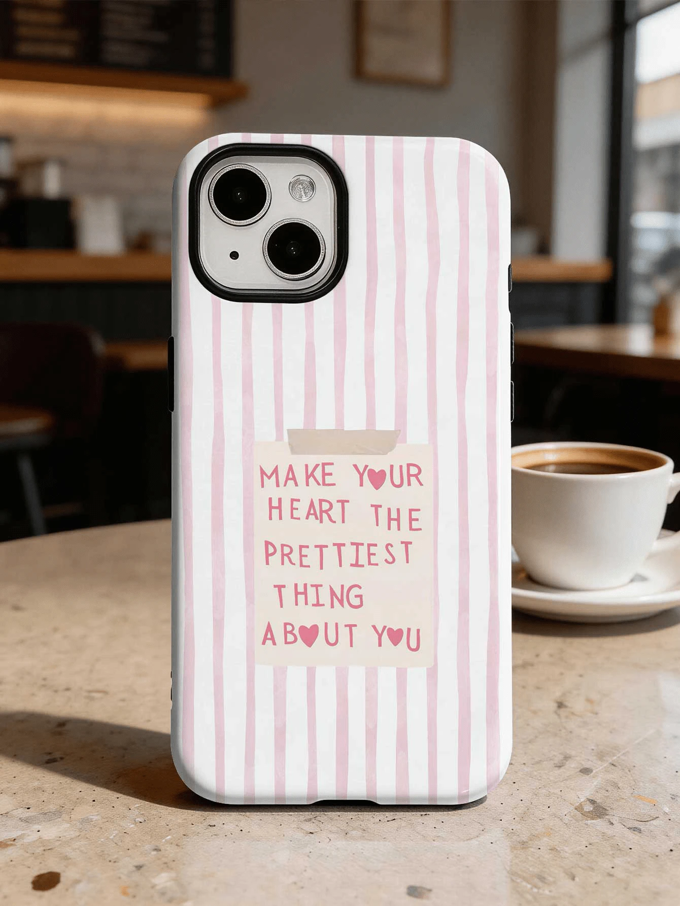 1个个性化粉色线条标语贴纸，时尚条纹图案加厚防震手机壳，兼容苹果11、12、XR、13、13 Pro、13 Pro Max、14、14 Pro、14 Pro Max、15、15 Pro、15 Plus、15 Pro Max、16、16 Pro、16 Plus、16 Pro Max、17 Air、17 Pro、17 Pro Max、Galaxy S25、Galaxy S25 Ultra、Galaxy S25 Plus、A55、A56、A35、A36、A17 - 彩色 - 查看 1