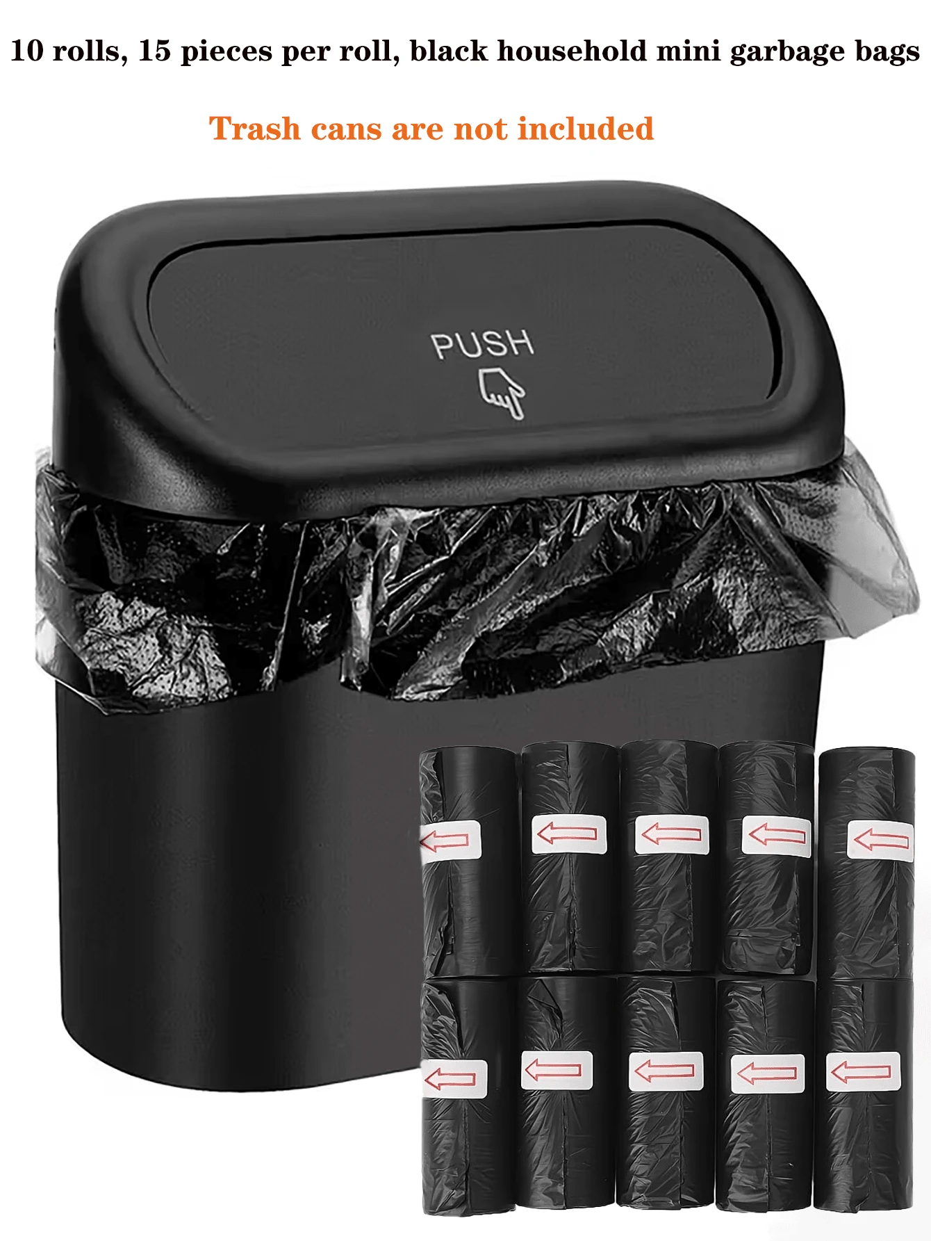 4/10卷汽车垃圾袋，优质迷你垃圾袋，防水垃圾袋整理器，适用于汽车和桌面垃圾桶，加厚塑料袋。 - A - 查看 1