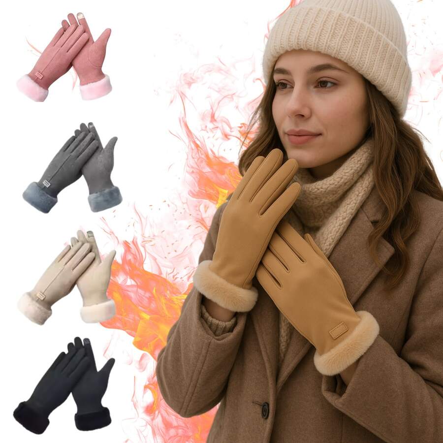 Women's Lined Thermal Touch Screen Gloves For Winter And Cold Weather - 黑色 - 查看 1