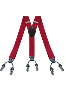 6条高弹力背带，适用于西装、衬衫、长裤，真皮可调节男士背带，防滑弹力腰带，适合老年人和成人，加厚耐用针织卡其布材质 - 黑與白 - 查看 11