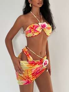New European Style Floral Two-Piece Swimsuits For Woman For The Beach. - 彩色 - 查看 3