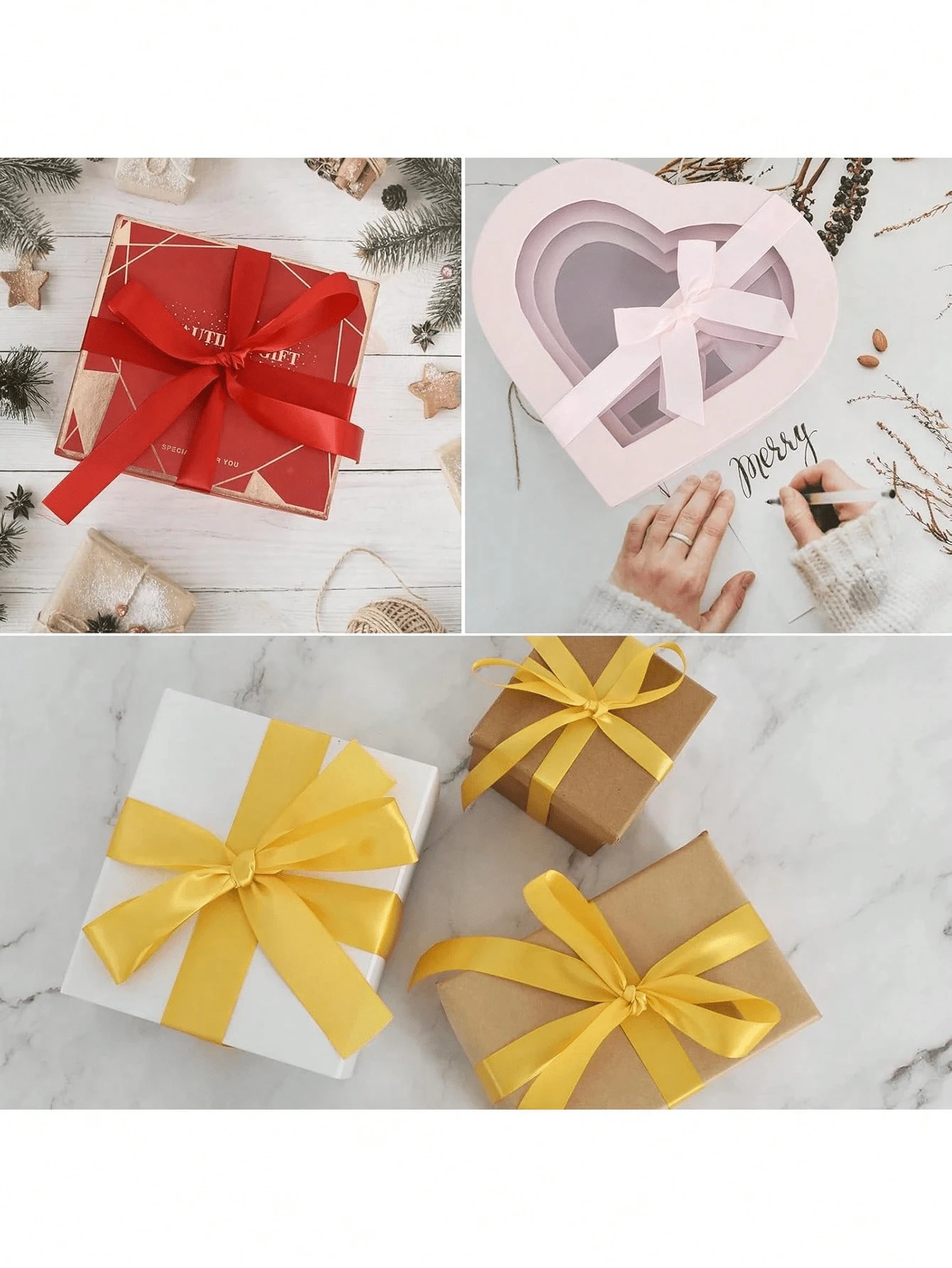 50 Yards Double-Sided Satin Ribbon | Shiny & Matte Dual-Color Roll | Multipurpose Gift Wrapping/Wedding Decor/Crafting | Premium Wide Satin Ribbon Roll - View 1