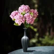 Artificial Hydrangea Bouquet Realistic Faux Long Stem Flower With Leaves - Purple - View 5