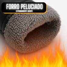 Leather Gloves, Thermal, Lined, Non-Slip, Waterproof, Adjustable, For Motorcyclists - Black - View 5