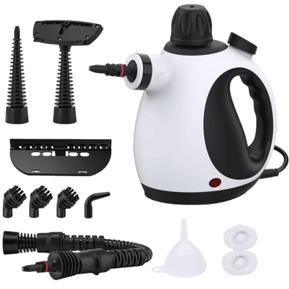 ESUPER Portable Steam Cleaner - High Temperature Steam Cleaning For Bed Bugs, Mattresses, Car Interior & Exterior, Sofas, Furniture, Cushions, Kitchen, Bathroom, Tile Grout, Comes With 3 Brush Heads