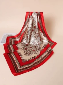 1 chiếc khăn bandana nữ phong cách Bohemian sang trọng in họa tiết hoa văn Paisley, khăn choàng/khăn quàng cổ đa năng cho trang phục thường ngày và ngoài trời mùa xuân/hè, đi biển, đi nghỉ mát. - Đỏ - Xem 5