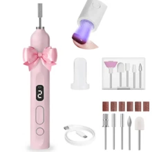 NEUZOJIT Nail Drill And UV Light Set, Portable Electric Nail Drill And UV Nail Lamp 2 In 1 Nail Tools With LED Display, 3 Speed Fast-Dry Rechargeable Nail Drills Machine For Curing Polish And Remove - 粉色 - 查看 9