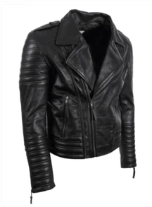 AVIATRIX Men's Real Leather Biker Jacket SDTM - Black - View 3