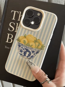 1个白色条纹花卉柠檬图案极简全包覆TPU防震手机壳，兼容 17、16、15、14、13、12、11 Pro Max、Air和系列 - 彩色 - 查看 4