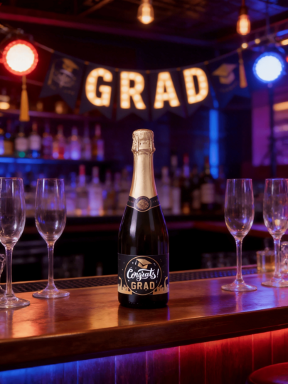 2 Styles Black & Gold Graduation Bottle Stickers, Rectangular Paper & Plastic Beverage Labels For Graduation Celebration And Party Favors