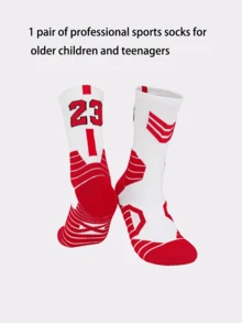 1 par de calcetines deportivos atléticos de alto rendimiento para jóvenes y adolescentes, con acolchado de rizo grueso, ideales para deportes al aire libre como baloncesto, fútbol, rugby y hockey - Multicolor - Ver 3