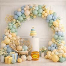 Blue Yellow Balloon Kit Balloon Party Sand Decoration + Ribbon - Multicolor - Ver 1