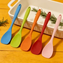 Bộ thìa silicon liền mạch, chịu nhiệt, chống dính, dụng cụ nhà bếp – Thìa dẻo dùng để nướng, trộn, nấu nướng, dụng cụ rửa chén, bộ 2/4/6 chiếc (Xanh dương/Cam/Đỏ/Hồng/Xanh lá cây) - Xem 3