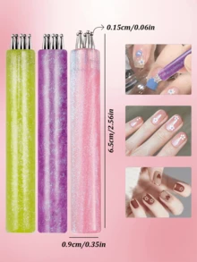 1支花朵美甲点钻笔，圆珠笔设计，美甲绘画工具，适用于绘画、雕刻、镶嵌水钻，DIY美甲沙龙用品 - 彩色 - 查看 6