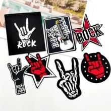 7 pezzi Toppe ricamate stile rock and roll, applicazioni per abbigliamento, giacche, cappelli, zaini, jeans - termoadesive/cucibili - A - Visualizzare 1