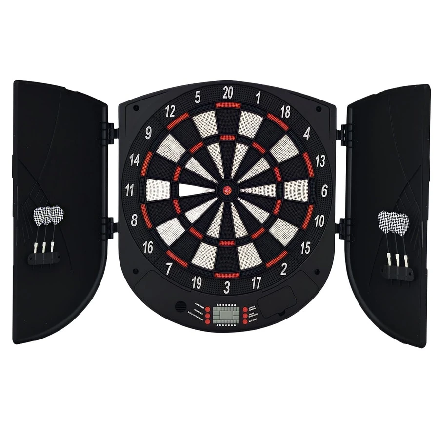 HOMCOM Diana Electrónica Digital Diana con 6 Dardos hasta 8 Jugadores Marcador Puertas Laterales Pantalla LCD y 26 Juegos 44x4,4x50 cm Negro - Negro - Ver 1
