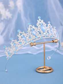 1pc Elegant Rhinestone Women's Baroque Crown, Wedding Headpiece, Party Tiara Hair Accessory - Multicolor - View 3