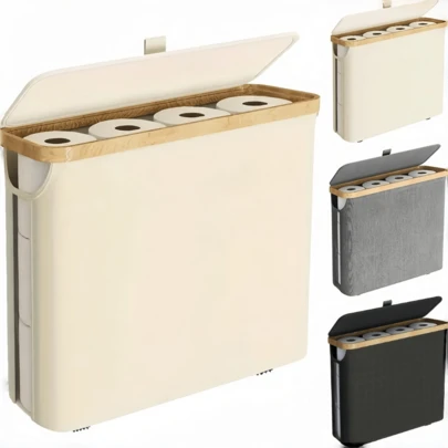 Hộp đựng giấy vệ sinh gấp gọn, hộp khăn giấy, giá đựng khăn giấy, phụ kiện phòng tắm, giỏ đựng đồ giặt, được làm từ vải Oxford 600D với khung tre và 4 thanh đỡ, đế chống trượt, thích hợp cho gia đình, phòng ngủ, phòng tắm, đựng giấy vệ sinh, giấy cuộn, đồ chơi, trang trí phòng tắm mùa thu, Halloween, Giáng sinh.