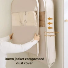 1pc Compression Dust-Proof Garment Storage Bag, With Transparent Window And Auto-Compression Zipper, Suitable For Bedroom, Home And Dorm, Can Store Down Jackets, Suits, Shirts And Other Clothes, Up To 40% Compression Rate - Multicolor - View 12