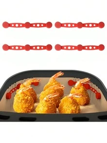 3/6pcs Air Fryer Magnetic Silicone Clips, Used To Fix Air Fryer Baking Paper, Lock One-Time Liner To Prevent Paper Burning, Available In Red, Grey And Black - Multicolor - View 5