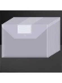 8pcs/16pcs 11 Hole Transparent Document Bag Snap Button/Hook And Loop Waterproof A4 Document Bag Suitable For 2.3.4 Hole Clip - Transparent Document Bag - View 6