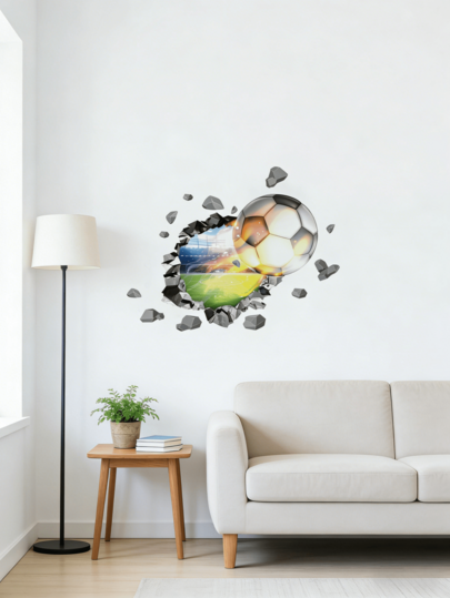 1 miếng dán tường 3D hình quả bóng đá, decal dán tường chủ đề World Cup, tranh dán tường PVC có thể tháo rời cho phòng ngủ, phòng khách, hành lang, trang trí nhà cửa.