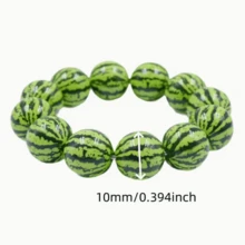 24/48颗迷你绿色亚克力印花西瓜珠，夏季主题仿真水果圆珠，适合制作耳环、项链等 - 綠色 - 查看 2