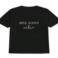 Camiseta casual gráfica para hombre Milano Italia - Camiseta de cuello redondo con degradado gris, diseño inspirado en Italia, regalo perfecto para hombre. - Multicolor - Ver 1