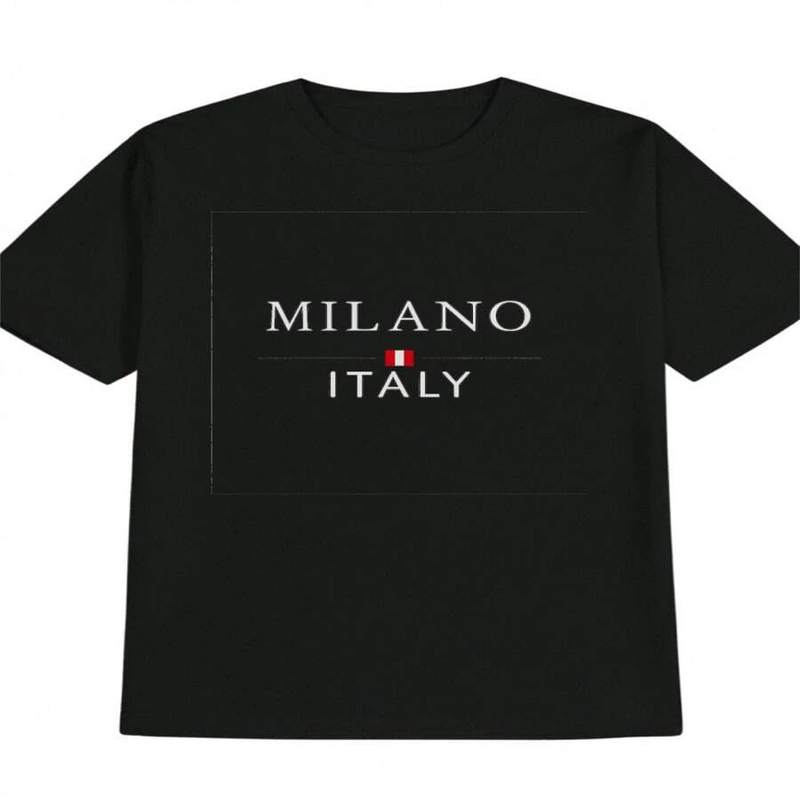 Camiseta casual gráfica para hombre Milano Italia - Camiseta de cuello redondo con degradado gris, diseño inspirado en Italia, regalo perfecto para hombre. - Multicolor - Ver 1