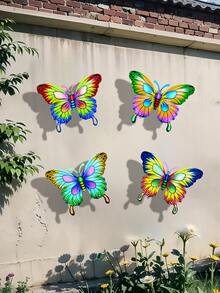 1pc/4pcs Lively Metal Butterfly Decor, Suitable For Garden, Yard, Fence, Outdoor Hanging, Floral Themed Holiday Decoration, Mother's Day Gift - A - View 8