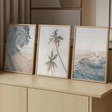 3件套无框波西米亚风粉彩海滩帆布海报，棕榈树图案，中性海岸风墙画，美观的房间装饰，艺术墙画，礼品佳品，适用于客厅、走廊、卧室、餐厅、宿舍等家居装饰 - 海灘 - 查看 7