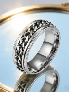 8mm Stainless Steel Rotatable Fidget Ring, Unisex Anxiety Relief Spinner Ring, Jewelry Wholesale - Rotating Ring - View 15