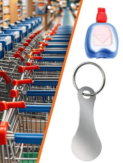 1pc/3pcs Stainless Steel Shopping Cart Keychain, Durable & Convenient For Supermarket Trolley