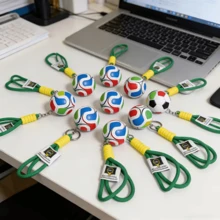 1pc 2026 World Cup Creative Football Keychain, Elegant Football Keychain, Pendant With Lanyard, Bag Charm, Key Chain, Car Charm, Gift Item, Sports Souvenir - Multicolor - View 2
