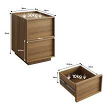 Modern Oak Bedside Table In Medieval Style, 38 X 48 X 50 Cm, Ideal For The Bedroom, With Handleless Drawers, 2 Pieces. - Oak Color - View 9