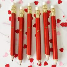 25 Pcs Red And Gold Foil Bow Mini Pencils, Bridal Shower Game Pencils- Golf Pencils, Wedding Pencils, Shower Favor, Gifts - Bow Mini Pencils - View 1