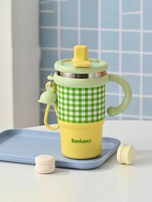 1 pieza Nuevo Vaso de Doble Capa Aislado Térmicamente, Taza con Pajita Altamente Atractiva, Botella de Agua Portátil de Gran Capacidad para Uso Doméstico y Vuelta al Colegio - Multicolor - Ver 13