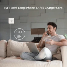 USB-A 转 USB-C 适配器，配备 78 英寸超长 USB-C 转 USB-C 数据线，兼容 17/16/15 充电线，2 米长苹果 Type-C 转 Type-C 数据线，支持快速充电，兼容 17 Pro Max/17 Pro/16 Pro Max/15 Pro/16 Pro/iPad Pro - 彩色 - 查看 7