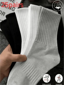 1/5 双装 女士粉色蝴蝶结白色中筒袜，休闲运动袜 - 简约、舒适、甜美柔软 - 适合日常穿着、运动、派对 - 彩色 - 查看 17