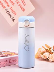 Customized Text 304 Stainless Steel Ombre Pea-Shaped Vacuum Insulated Bounce Water Bottle, Portable Thermal Cup, For Students, Outdoor Use, For Family - Multicolor - View 7