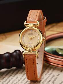 1件/套 复古风格超薄学生手表，小表盘，精致女士腕表，真皮石英表 - 彩色 - 查看 13