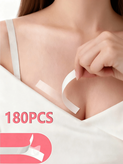 180pcs Double-Sided Fashion Tape, Transparent Double-Sided Body Tape, Invisible Nipple Covers, Strong Clothing Adhesive, Garment Fixation Accessories, Skin-Friendly, Wardrobe Essentials, Suitable For Occasions Like Weddings, Christmas, Halloween