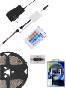 Tira Led Neon Flexible Rgb 5 Metros Manguera Luz,Tira Luz Led Colores De 5m Rgb Con Control 24 Botones,Tira Luz Led 5050 Rgb Con Control Y Fuente Rgb, Tira Led 5 metros - Tipo de Enchufe A USA (110-127V) - Ver 4