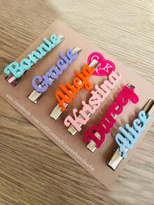 Personalized Name Hair Clip, Multiple Color Options, Macaron Style, Minimalist Design, Versatile Accessory For Girls, Perfect Gift For Holidays/Birthdays, Exclusive Gift For Special Ones - Section 8 - View 2