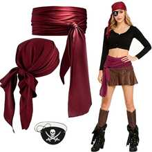 1/3 chiếc băng đô cướp biển Halloween, dây đeo eo bằng nỉ hình đầu lâu và miếng che mắt, phụ kiện trang phục cướp biển thời Trung cổ Phục hưng vui nhộn, đạo cụ trang phục hóa trang, tiệc Giáng sinh, biểu diễn ảo thuật. - Nhiều màu - Xem 1