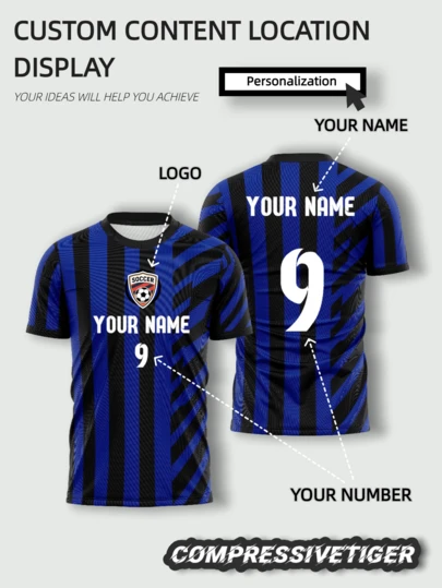 Customized Inter Milan Home Soccer Jersey - Personalized Blue & Black Striped Football Shirt, Breathable Fabric, Can Add Your Name And Number, Ideal For Soccer Fans, Customized Training Sportswear For Men